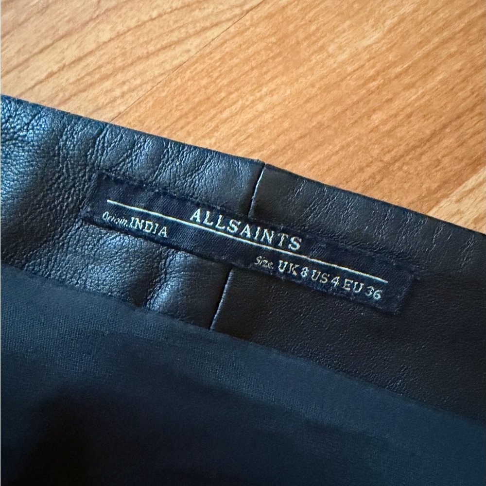 All Saints Alva Black Leather Biker Mini Skirt - Picture 7 of 15